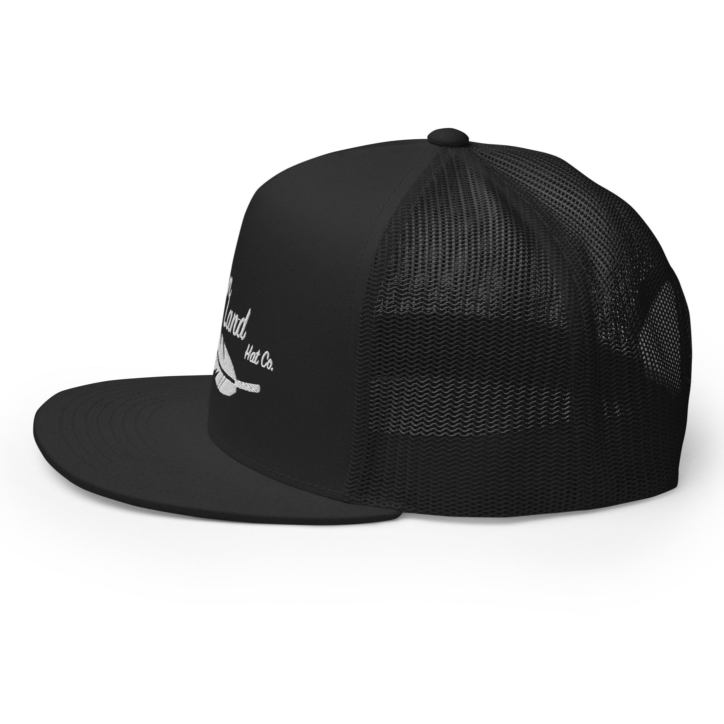 Western Land, Feather, 5 Panel Trucker Hat, White Stitching