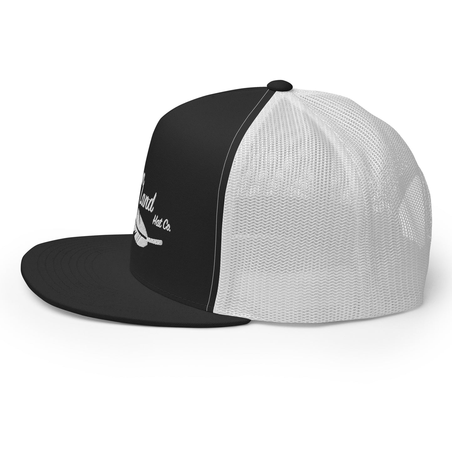 Western Land, Feather, 5 Panel Trucker Hat, White Stitching