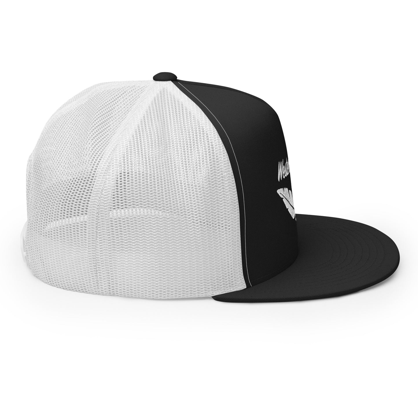 Western Land, Feather, 5 Panel Trucker Hat, White Stitching
